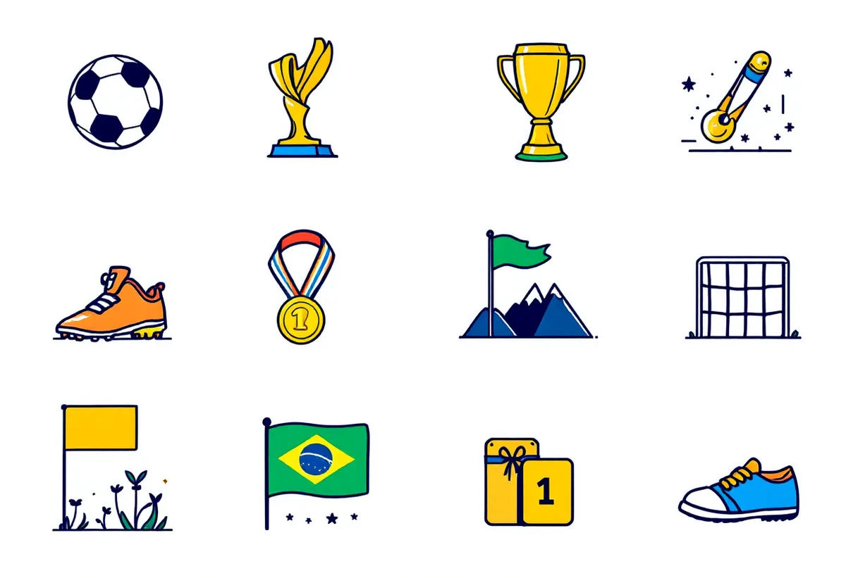 Cartela de tatuagens temporárias Copa do Mundo — Modelo 3 (Adulto). Inclui bola, troféu, medalha, chuteira