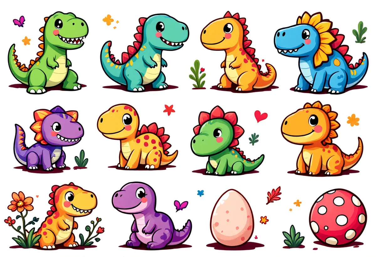 Cartela de tatuagens temporárias Dinossauros — Modelo 2 (Infantil). Inclui dinossauro, t-rex, tiranossauro
