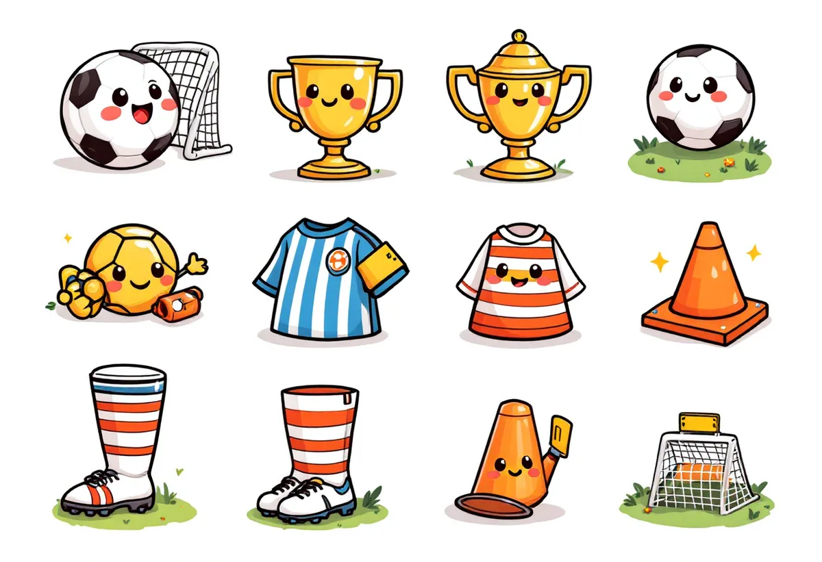 Cartela de tatuagens temporárias Futebol — Modelo 1 (Infantil). Inclui bola, gol, troféu, taça