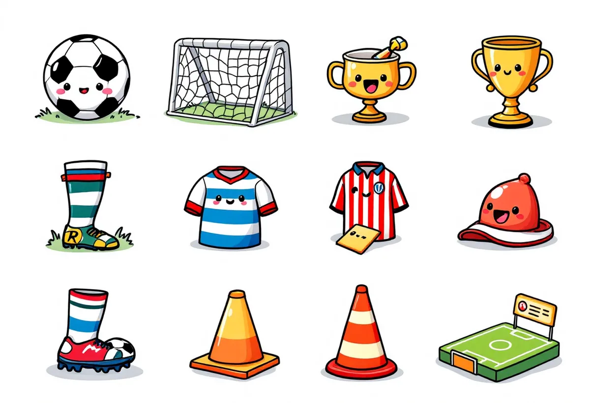 Cartela de tatuagens temporárias Futebol — Modelo 3 (Infantil). Inclui bola, gol, troféu, camisa