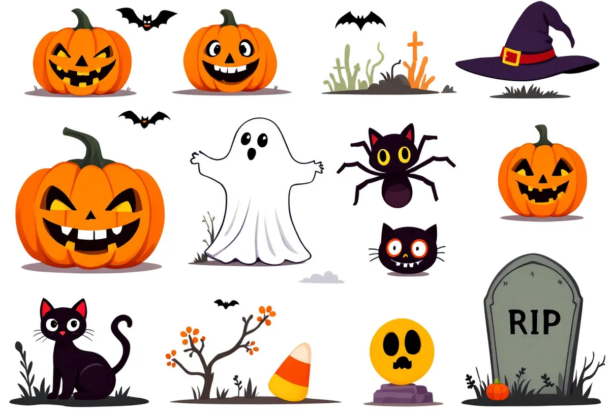 Cartela de tatuagens temporárias Halloween — Modelo 3 (Adulto). Inclui abóbora, morcego, chapéu de bruxa, bruxa