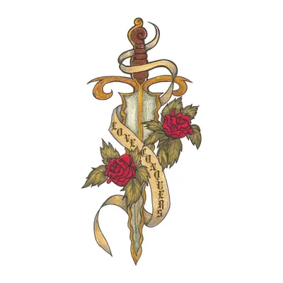Adaga com rosas e fita