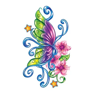 Borboleta colorida com flores