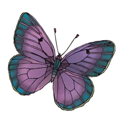 Borboleta roxa e verde
