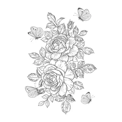 Buquê de rosas com borboletas