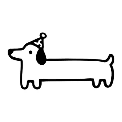 Cachorro salsicha com chapéu de festa