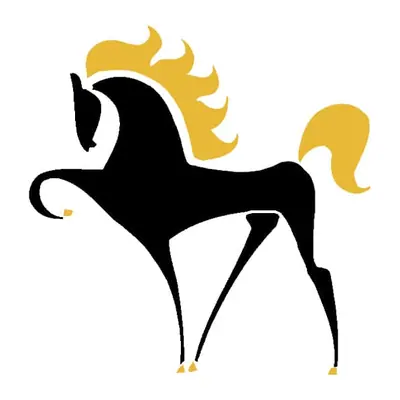 Cavalo preto de crina dourada