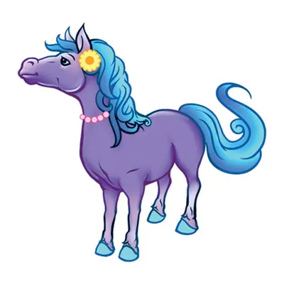 Cavalo roxo de crina azul