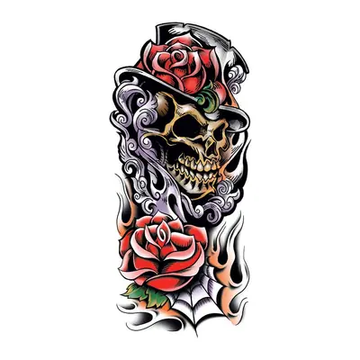 Caveira com cartola e rosas — Modelo 2