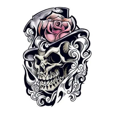 Caveira de cartola com rosa