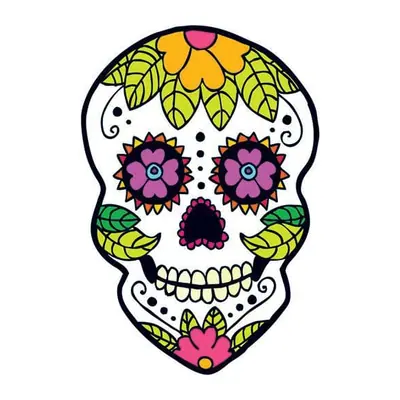 Caveira mexicana com girassóis