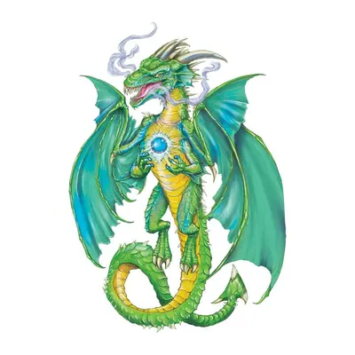 Dragão verde soltando fumaça