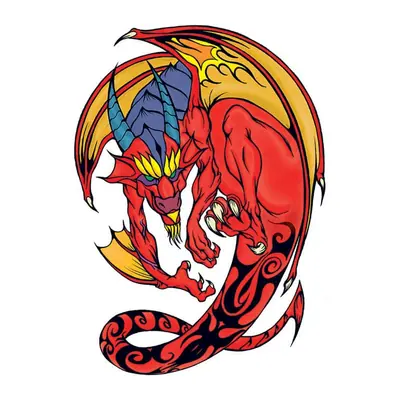 Dragão vermelho e amarelo