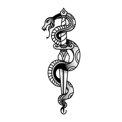 Espada com cobra enrolada