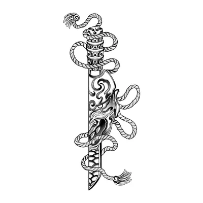 Espada com corda e dragão
