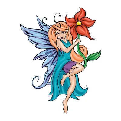 Fada com flor vermelha