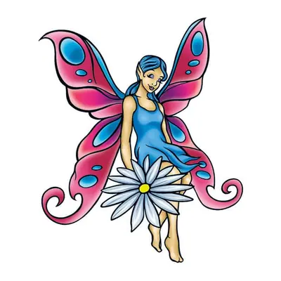 Fada de asas rosa e azul