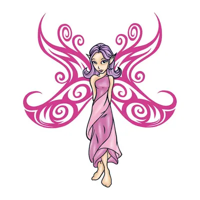 Fada roxa de asas rosa