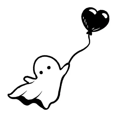 Fantasminha com balão de coração