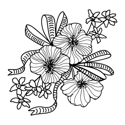 Flores de hibisco com fitas