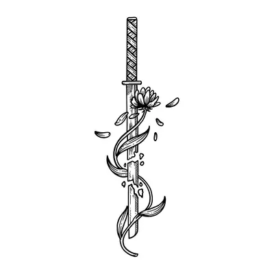 Katana com flores
