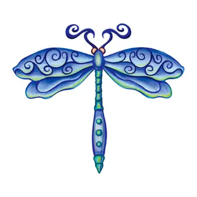 Libélula azul ornamental
