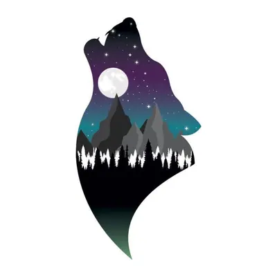 Lobo uivando com paisagem