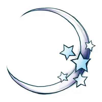 Lua com estrelas azuis