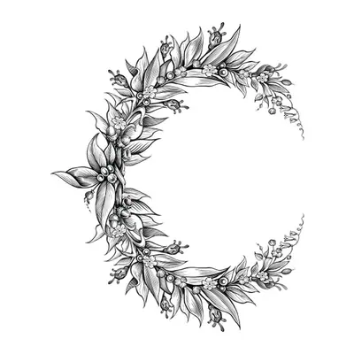 Lua de folhas e flores