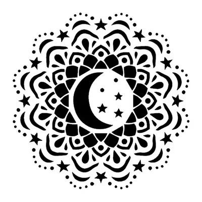 Mandala com lua e estrelas