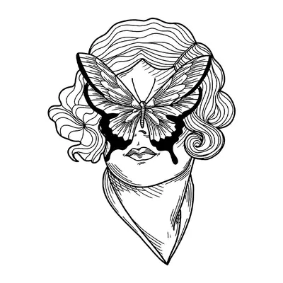 Mulher com borboleta no rosto