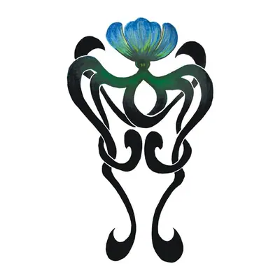 Ornamento art nouveau com flor azul