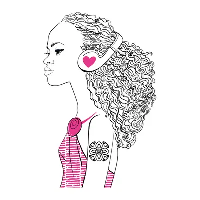 Perfil de mulher de cabelo cacheado