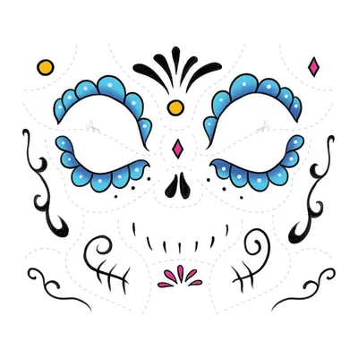 Pintura facial de caveira mexicana azul