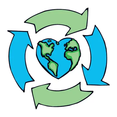 Planeta Terra em coração de reciclagem