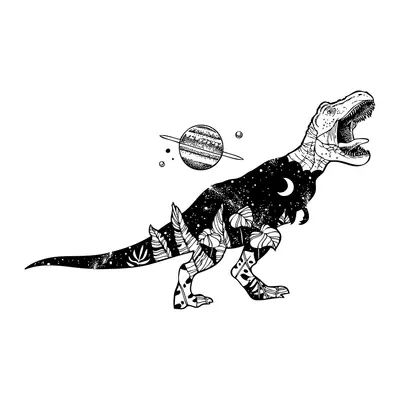 T-rex com galáxia