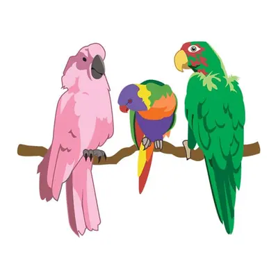 Três papagaios coloridos