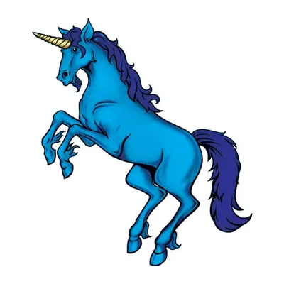 Unicórnio azul empinando