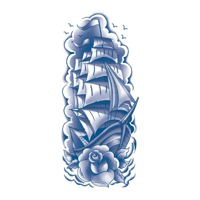 Veleiro em tinta azul