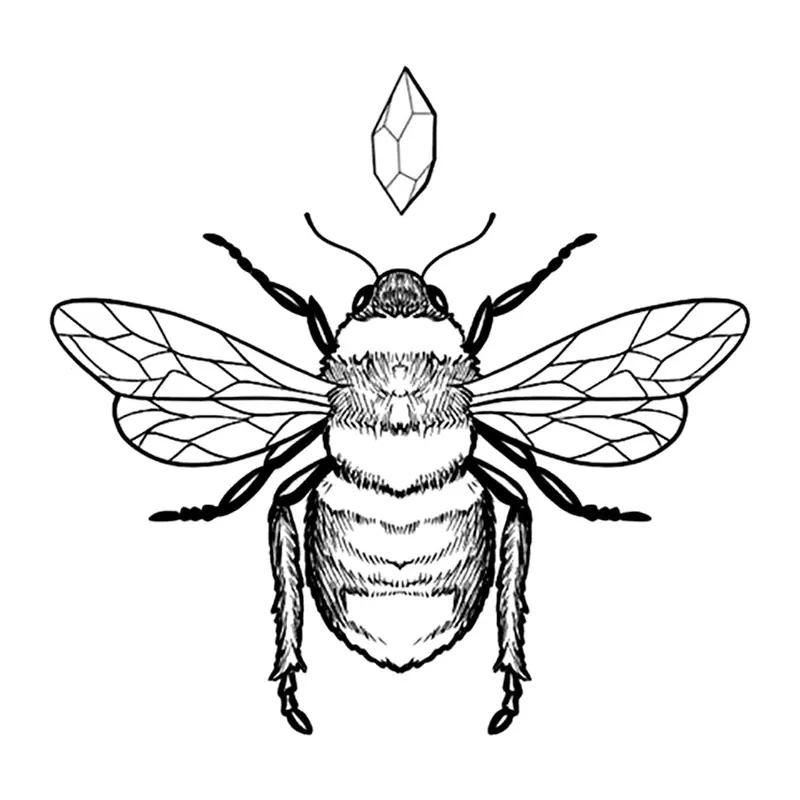 Tatuagem temporária Borboletas e Insetos — Abelha com cristal. Inclui abelha, cristal