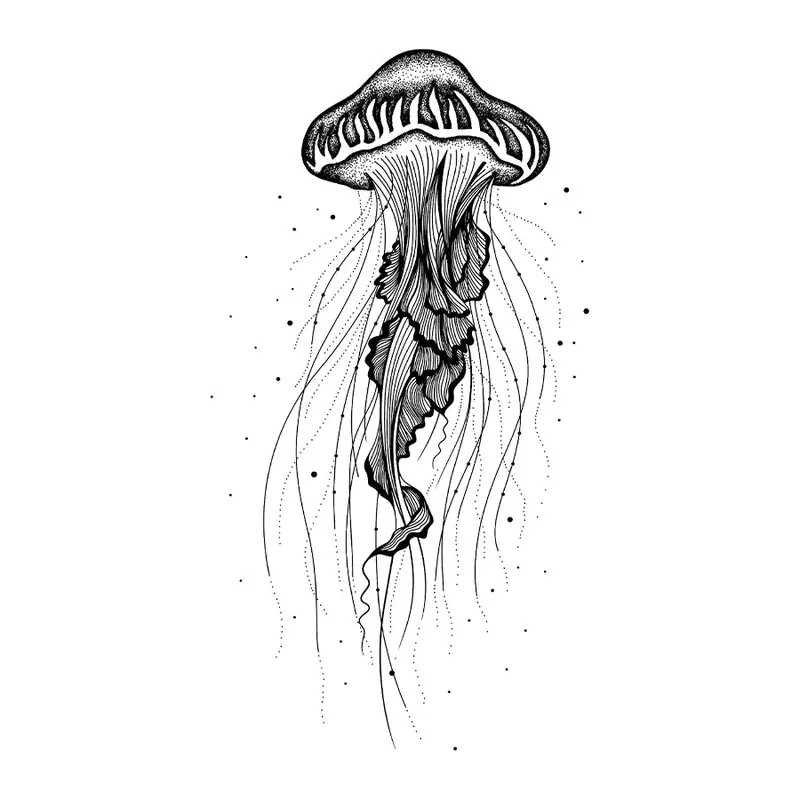Tatuagem temporária Mar e Animais Marinhos — Água-viva delicada. Inclui água-viva