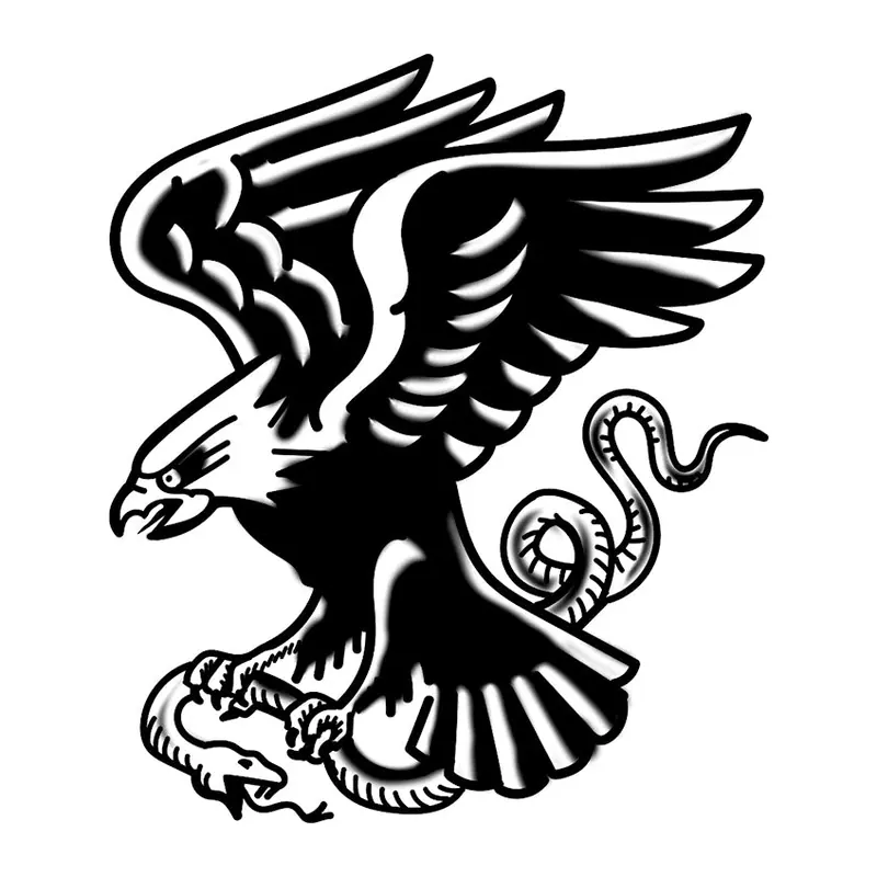 Tatuagem temporária Pássaros — Águia com cobra. Inclui águia, cobra