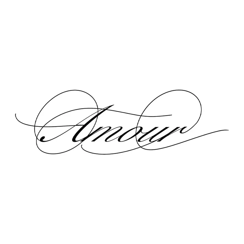 Tatuagem temporária Letras e Frases — Amour (amor em francês). Inclui frase em francês