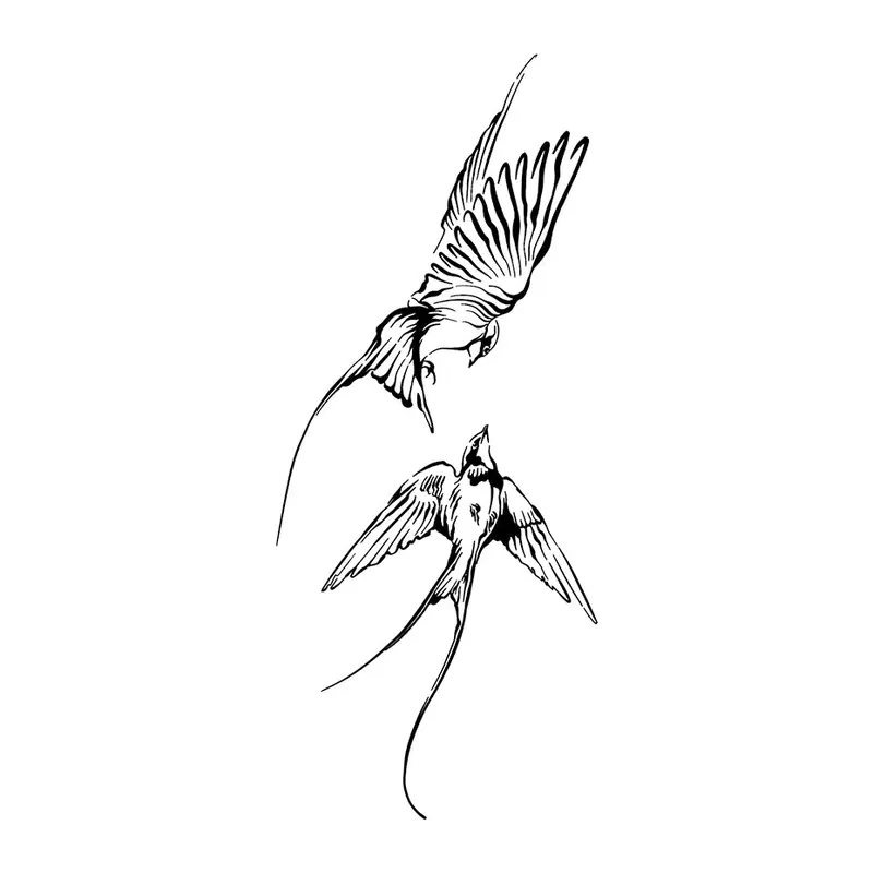 Tatuagem temporária Pássaros — Andorinhas em voo fino. Inclui andorinhas