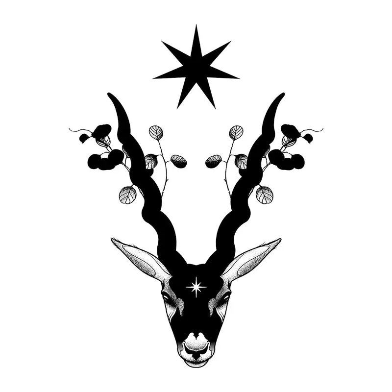 Tatuagem temporária Animais Selvagens — Antílope com estrela. Inclui antílope, estrela