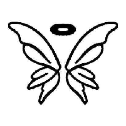 Tatuagem temporária Espiritual e Religioso — Asinhas de anjo com auréola. Inclui asas, auréola