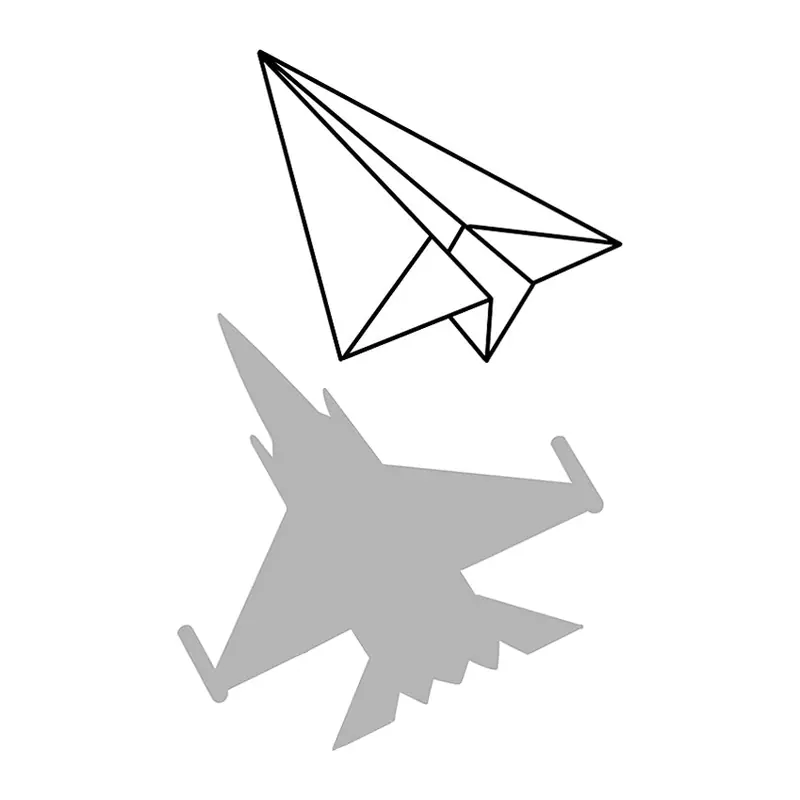 Tatuagem temporária Viagem e Aventura — Avião de papel e caça. Inclui avião de papel
