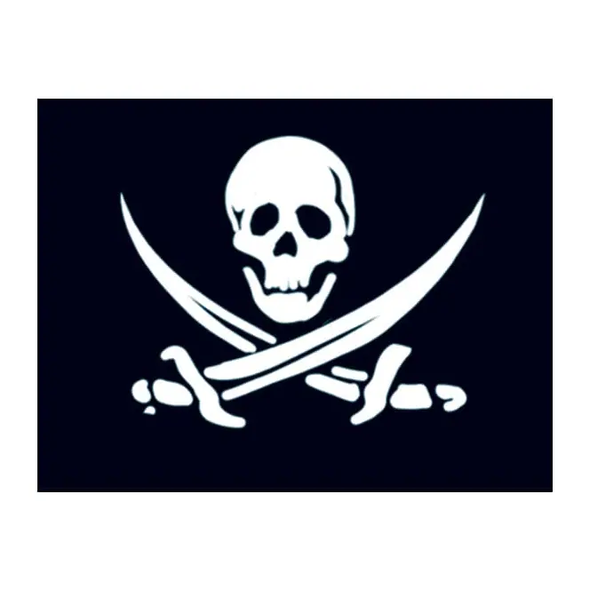 Tatuagem temporária Caveiras e Sombrio — Bandeira pirata pequena. Inclui caveira, espadas