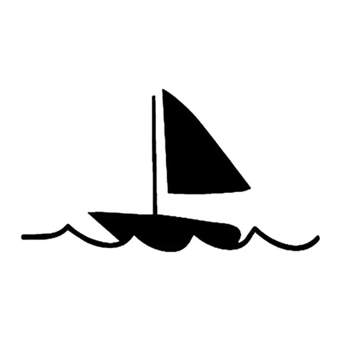 Tatuagem temporária Mar e Animais Marinhos — Barco a vela minimalista. Inclui barco