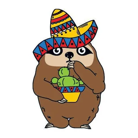 Tatuagem temporária Bichinhos Fofos — Bicho-preguiça de sombrero. Inclui preguiça, sombrero